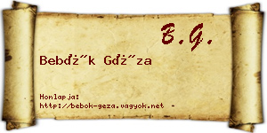 Bebők Géza névjegykártya