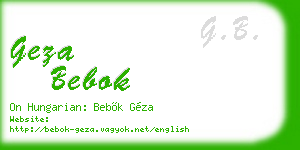 geza bebok business card